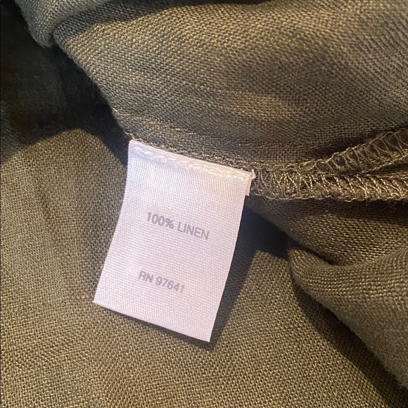 J Jill Love Linen Lagenlook V Neck Dress Olive Green Size 3X - Picture 6 of 8